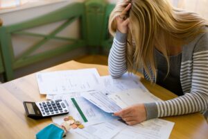 Woman stresses over finances